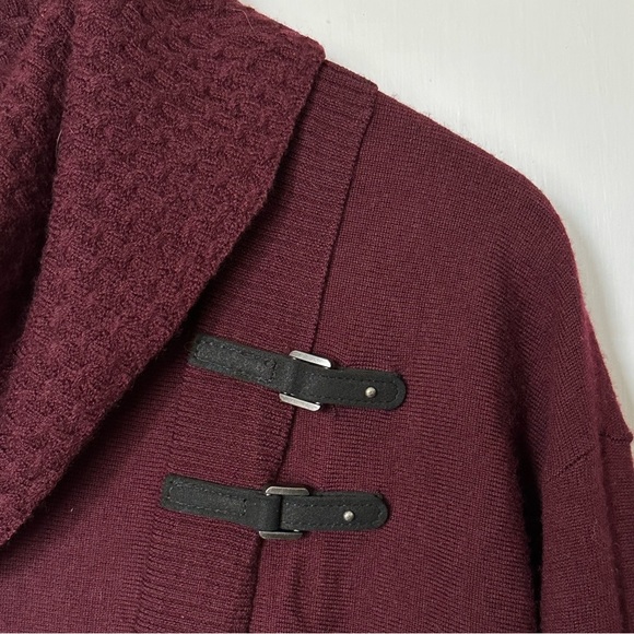 Ellen Tracy 100% Merino Wool Dark Cherry Red Wrap Sweater Small - Picture 3 of 7